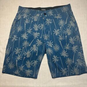 Trunks Men's Multi Functional Shorts Size 34 Blue with Palm Trees